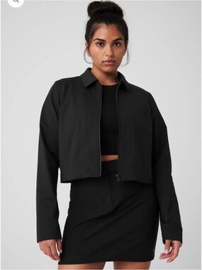 ALO Yoga Black Cropped Bomber Jacket